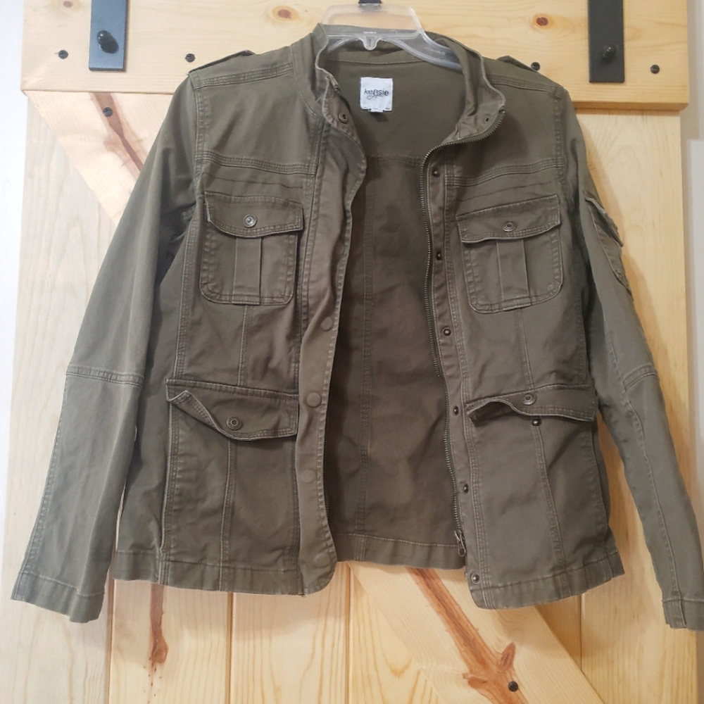 Kensie Jeans Denim Army 5 Pocket Coat Size M
